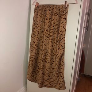 Satin-like midi skirt